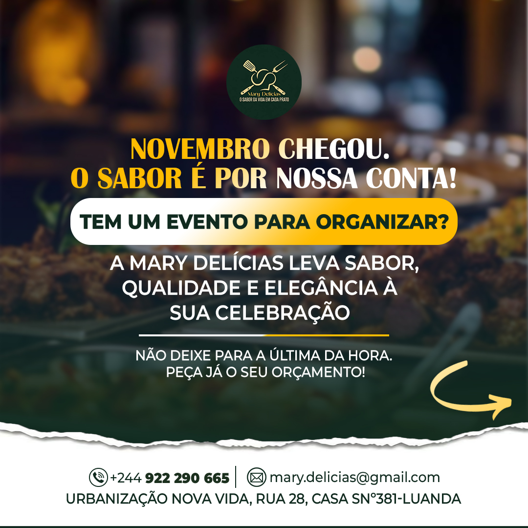 Novembro chegou — catering para celebrações MARY DELÍCIAS